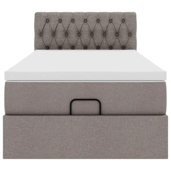 Ottoman-Bett mit Matratze Taupe 100x200 cm Stoff