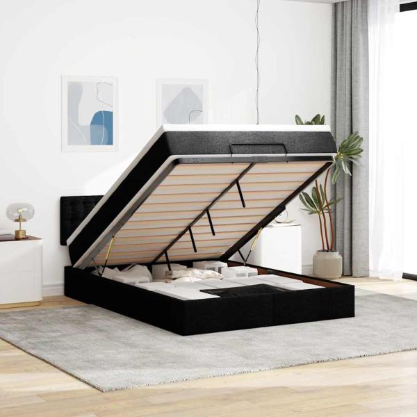 ARDEBO.de - Ottoman-Bett mit Matratze Dunkelbraun 140x200 cm Stoff