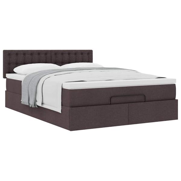 Ottoman-Bett mit Matratze Dunkelbraun 140x200 cm Stoff