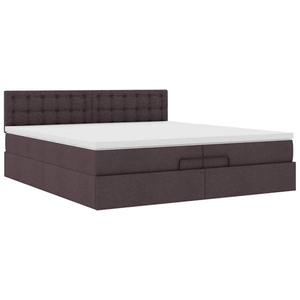 Ottoman-Bett mit Matratzen & LEDs Dunkelbraun 200x200 cm Stoff