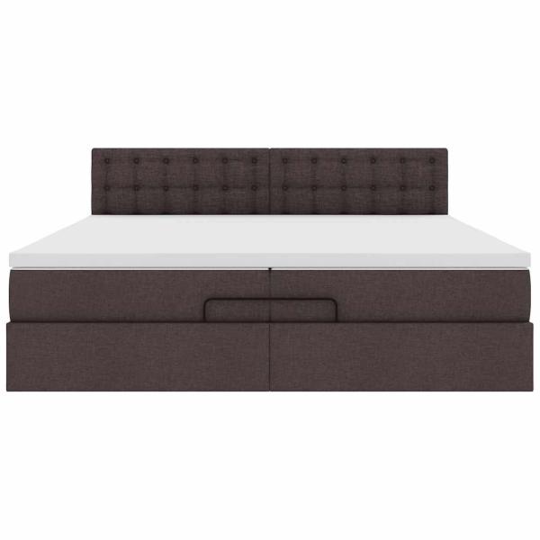 Ottoman-Bett mit Matratzen & LEDs Dunkelbraun 200x200 cm Stoff