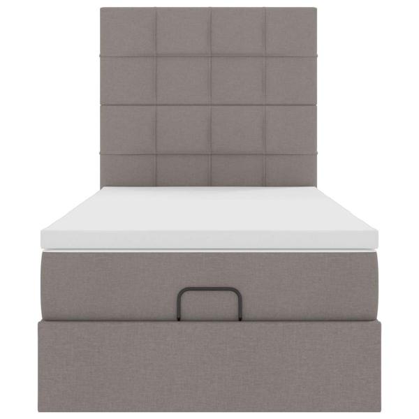 Ottoman-Bett mit Matratze & LEDs Taupe 100x200 cm Stoff