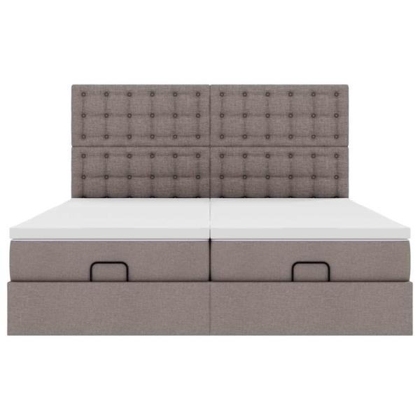 Ottoman-Bett mit Matratzen & LEDs Taupe 200x200 cm Stoff
