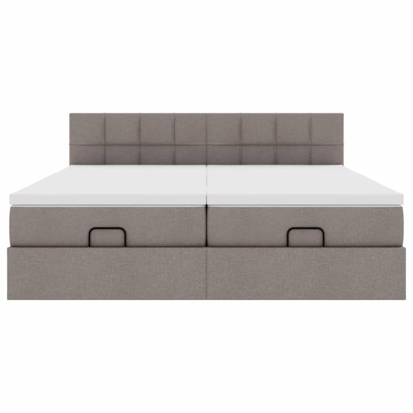Ottoman-Bett mit Matratzen Taupe 200x200 cm Stoff