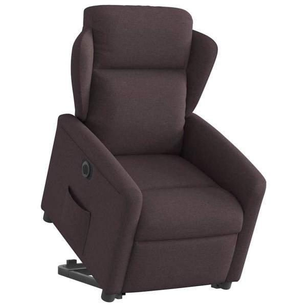 Relaxsessel mit Aufstehhilfe Elektrisch Dunkelbraun Stoff