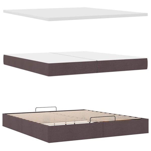 Ottoman-Bett mit Matratze Dunkelbraun 200x200 cm Stoff