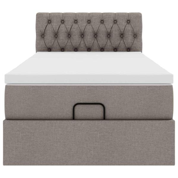 Ottoman-Bett mit Matratze & LEDs Taupe 90x190 cm Stoff