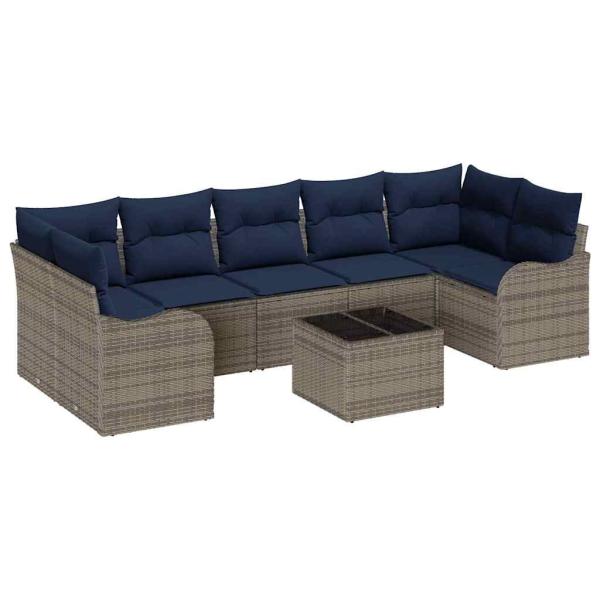 Sofa Set 8 stk. 7-Sitzanzahl Grau Poly-Rattan