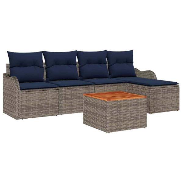 Gartensofa-set 6 stk. Grau Poly-Rattan