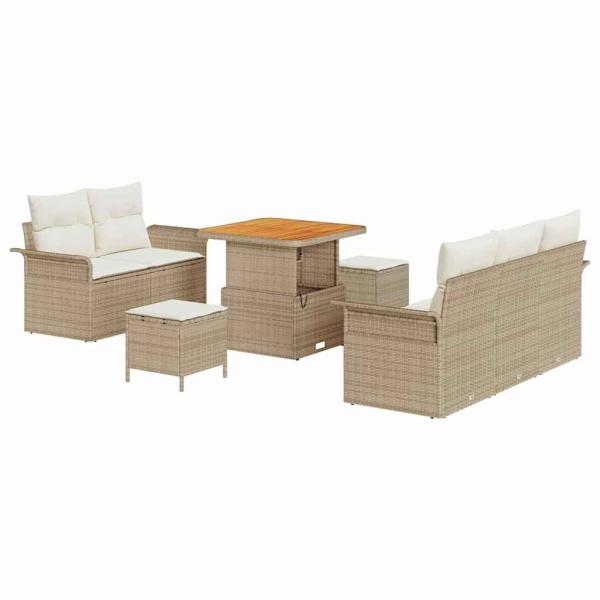 Garten-Sofa-Set 8 stk. 7-Sitzanzahl Beige und Creme