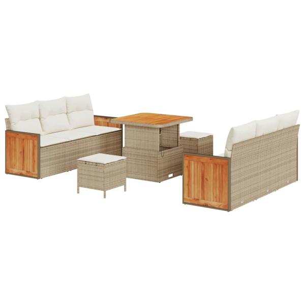 Gartensofa-set 11 stk. 8-Sitzanzahl Beige und Creme Poly-Rattan