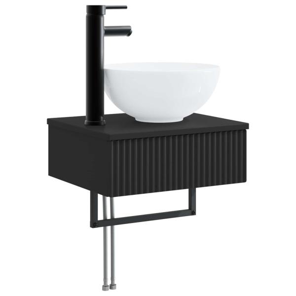 Badezimmermöbel-Set 3 stk. Schwarz 33 x 34,5 x 160 cm