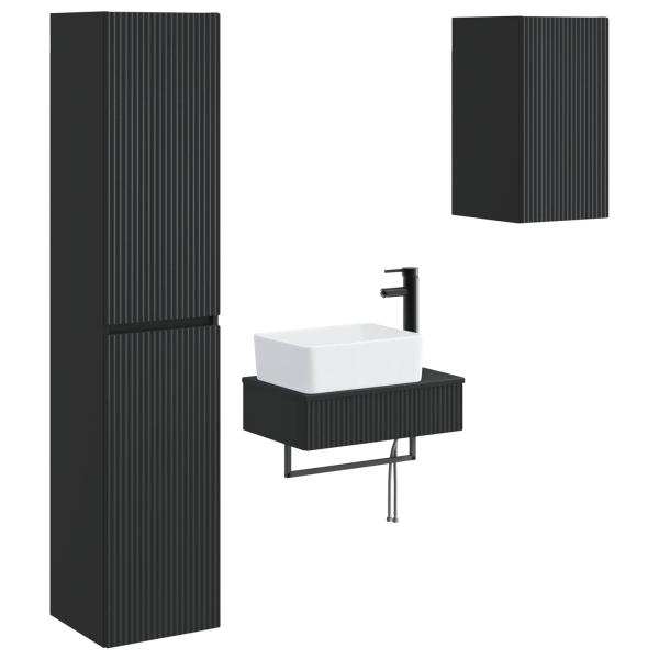Badezimmermöbel-Set 3 stk. Schwarz 33 x 34,5 x 160 cm