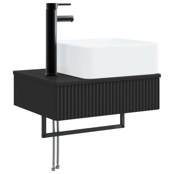 Badezimmermöbel-Set 3 stk. Schwarz 33 x 34,5 x 160 cm