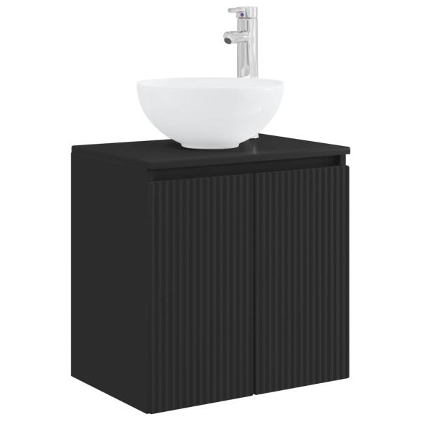 Badezimmermöbel-Set 3 stk. Schwarz 33 x 34,5 x 160 cm