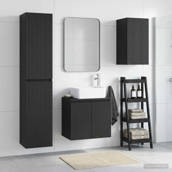ARDEBO.de - Badezimmermöbel-Set 3 stk. Schwarz 33 x 34,5 x 160 cm
