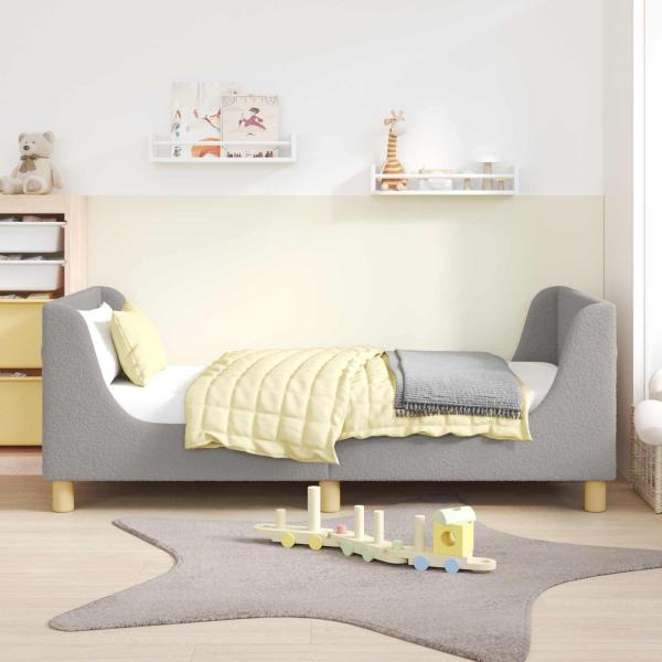 ARDEBO.de - Kinderbettgestell mit Kopfteil Hellgrau 80x160 cm Bouclé
