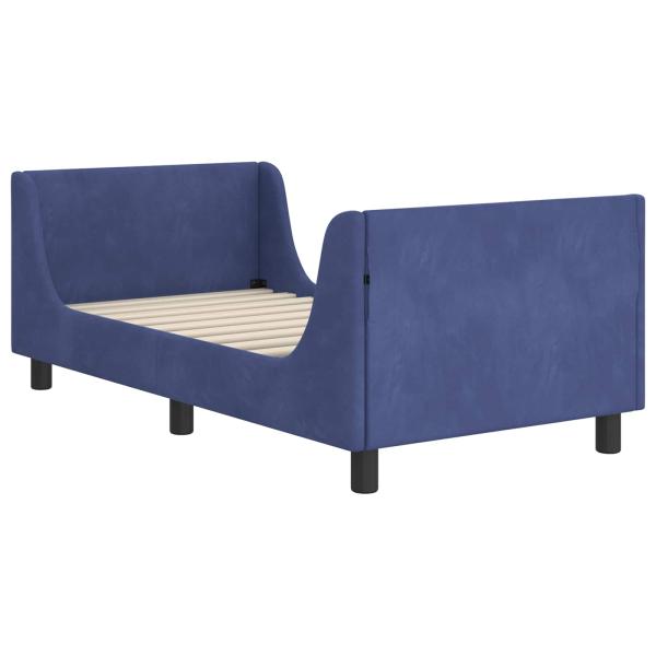 Kinderbettgestell mit Kopfteil Polizeiblau 80 x 160 cm Samt