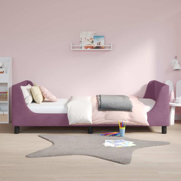 Kinderbettgestell mit Kopfteil Lila 90 x 200 cm Samt