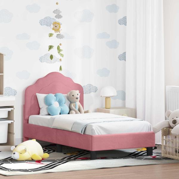 ARDEBO.de - Kinderbettgestell mit Kopfteil Rosa 70 x 140 cm Samt