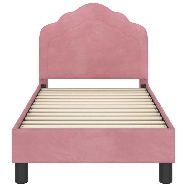 Kinderbettgestell mit Kopfteil Rosa 70 x 140 cm Samt