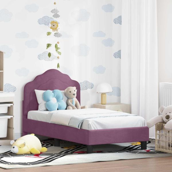 ARDEBO.de - Kinderbettgestell mit Kopfteil Lila 70 x 140 cm Samt