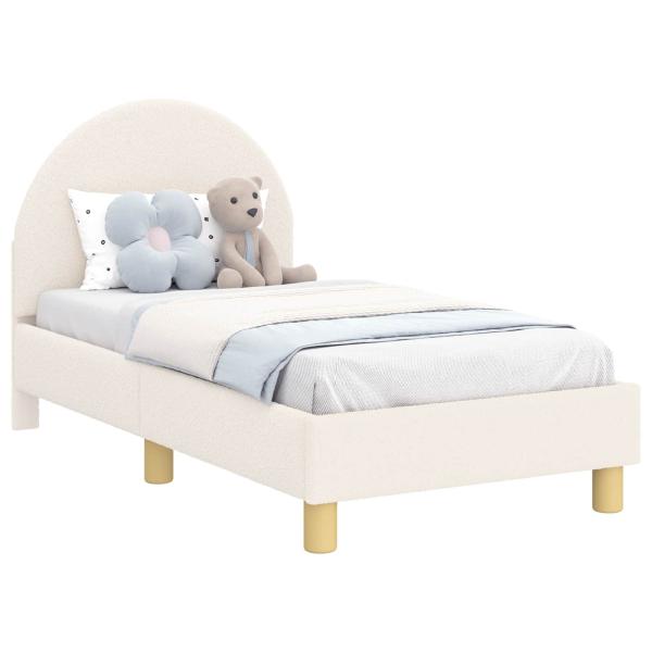 Kinderbettgestell mit Kopfteil Creme 70 x 140 cm Bouclé