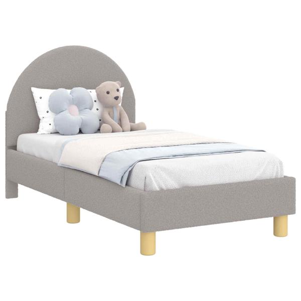 Kinderbettgestell mit Kopfteil Hellgrau 70 x 140 cm Bouclé