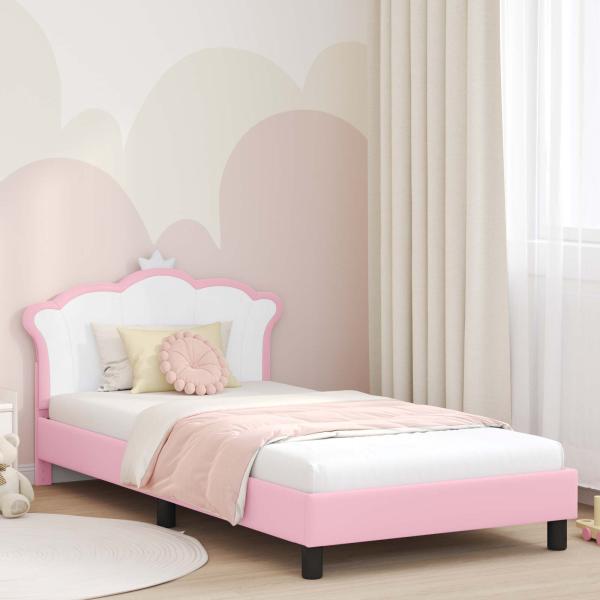 ARDEBO.de - Kinderbettgestell mit Kopfteil Rosa 90 x 200 cm PU