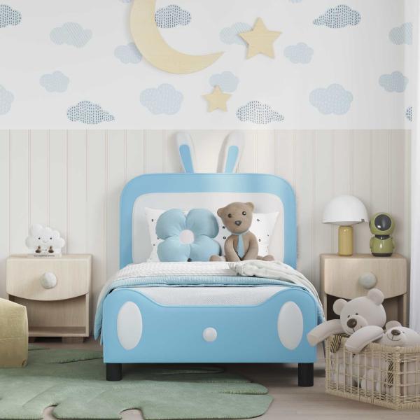 Kinderbettgestell mit Kopfteil Blau 80 x 160 cm PU