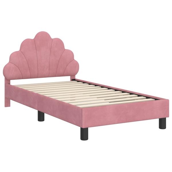 Kinderbettgestell mit Kopfteil Rosa 80 x 160 cm Samt
