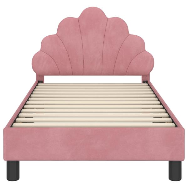 Kinderbettgestell mit Kopfteil Rosa 80 x 160 cm Samt