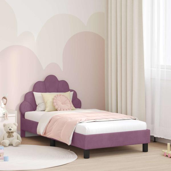 ARDEBO.de - Kinderbettgestell mit Kopfteil Lila 80 x 160 cm Samt