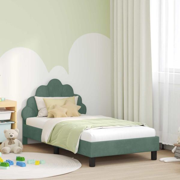 ARDEBO.de - Kinderbettgestell mit Kopfteil Meergrün 80 x 160 cm Samt