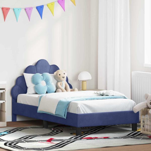 ARDEBO.de - Kinderbettgestell mit Kopfteil Polizeiblau 80 x 160 cm Samt