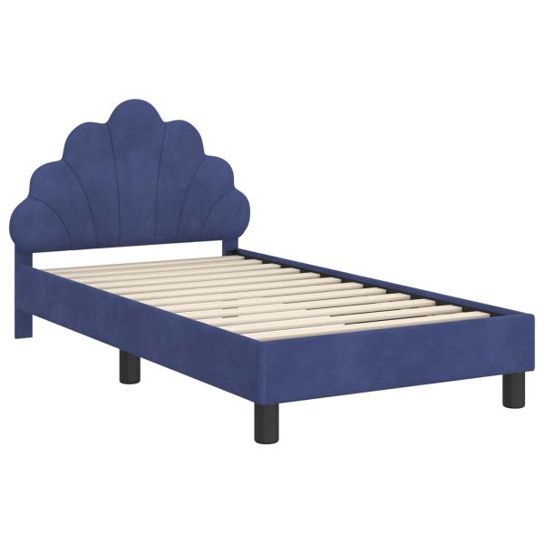 Kinderbettgestell mit Kopfteil Polizeiblau 80 x 160 cm Samt