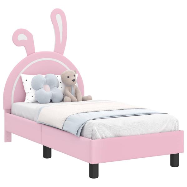 Kinderbettgestell mit Kopfteil Rosa 70 x 140 cm PU
