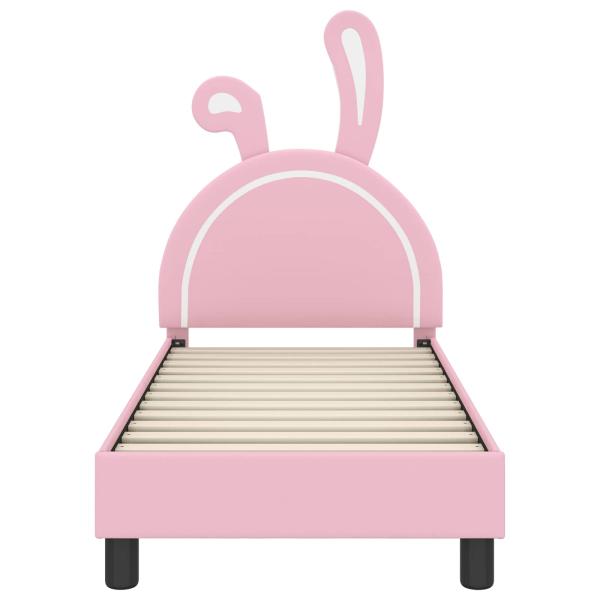 Kinderbettgestell mit Kopfteil Rosa 70 x 140 cm PU