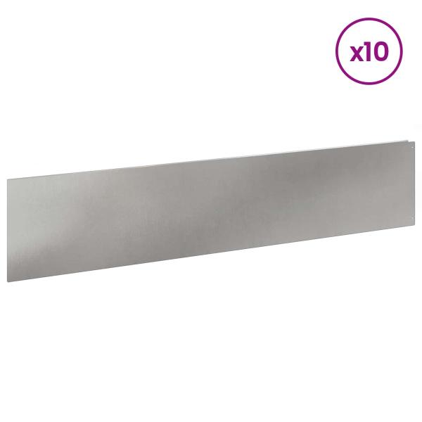 Rasenkante 10 stk. 100 x 22 cm Stahl Silber