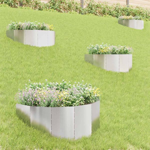 ARDEBO.de - Raseneinfassung 4 stk. 100 x 45 cm Stahl Silber