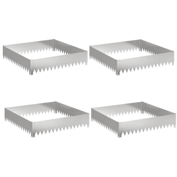 Raseneinfassung 4 stk. 100 x 100 x 20 cm Stahl Silber