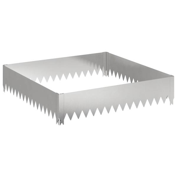 Raseneinfassung 4 stk. 100 x 100 x 20 cm Stahl Silber