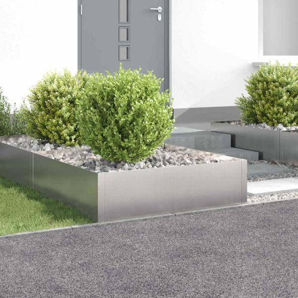 ARDEBO.de - Raseneinfassung 4 stk. 100 x 100 x 35 cm Stahl Silber