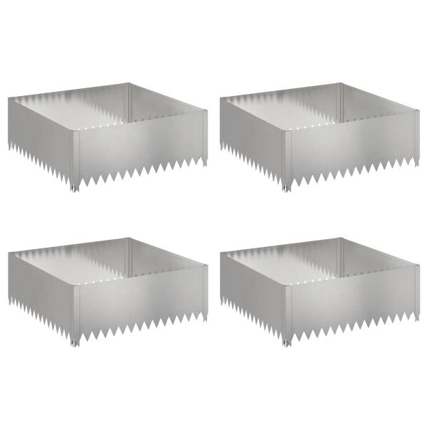 Raseneinfassung 4 stk. 100 x 100 x 35 cm Stahl Silber