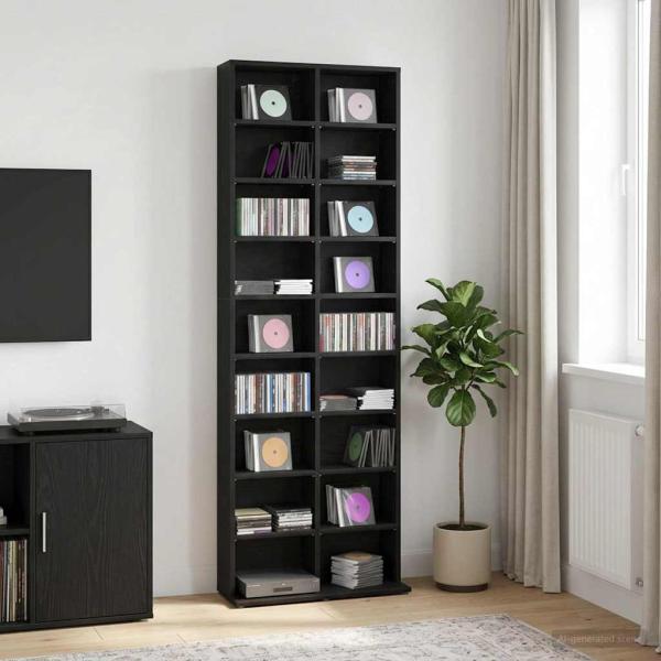 ARDEBO.de - CD Regal Schwarze Eiche 65 x 23,5 x 175 cm Holzwerkstoff