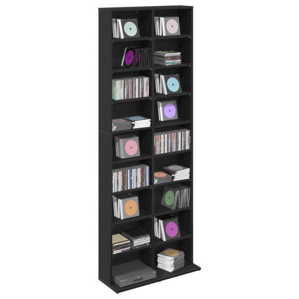 CD Regal Schwarze Eiche 65 x 23,5 x 175 cm Holzwerkstoff
