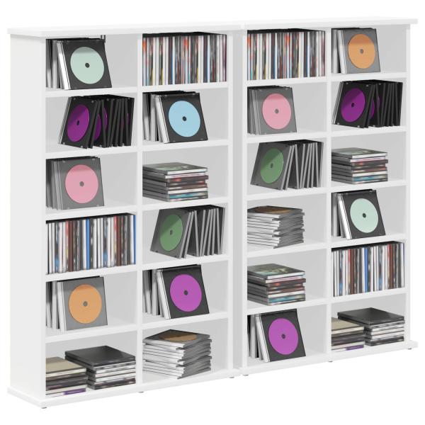 CD Regal 2 Stk. Wei? 60 x 17 x 92 cm Holzwerkstoff
