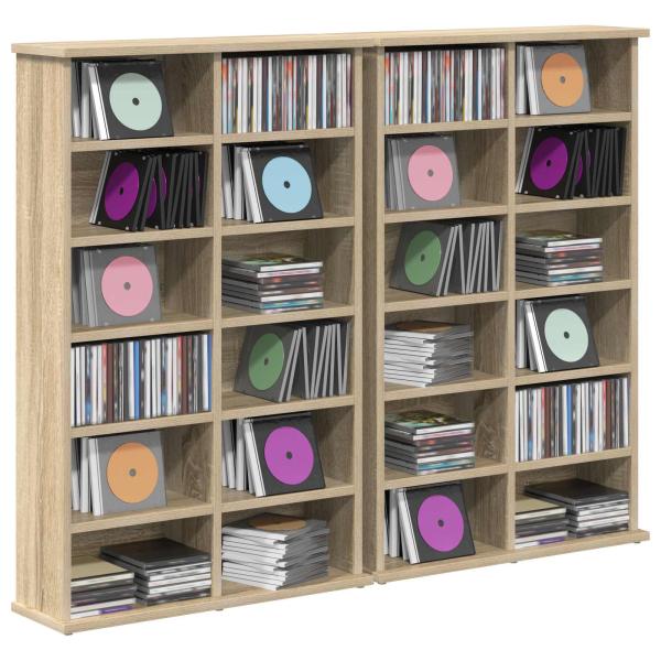 CD Regal 2 Stk. Sonoma-Eiche 60 x 17 x 92 cm Holzwerkstoff