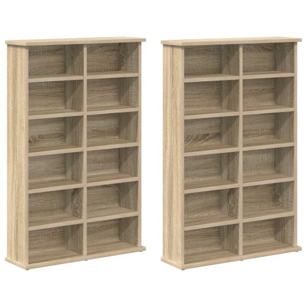 CD Regal 2 Stk. Sonoma-Eiche 60 x 17 x 92 cm Holzwerkstoff
