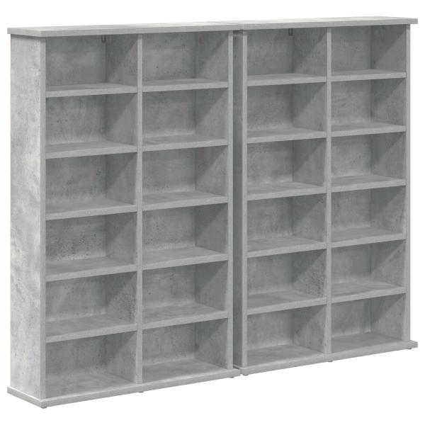 CD Regal 2 Stk. Betongrau 60 x 17 x 92 cm Holzwerkstoff